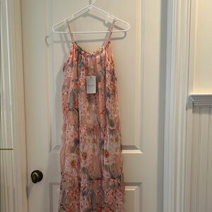 NWT!Elena Baldi Silk Blend flowy
Floral lined Maxi Dress braid strap
Italy S